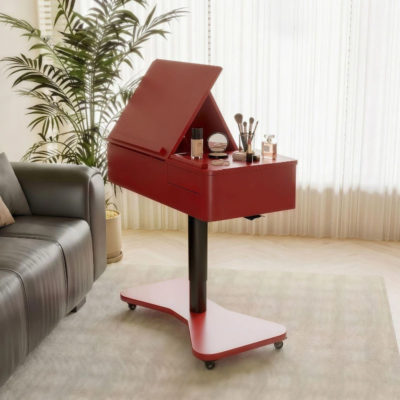 Simple mobile makeup table movable lifting dresser small apartment bedside with wheels dressing table explosion