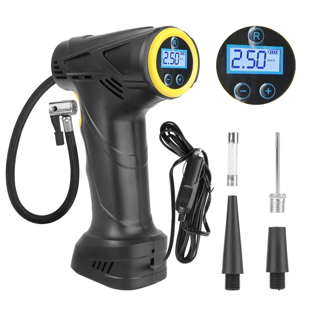 Wireless/Wired for Car Bicycle Portable Inflatable Pump Car Air Compressor Car Tire Inflator 120W With LED light Digital Display