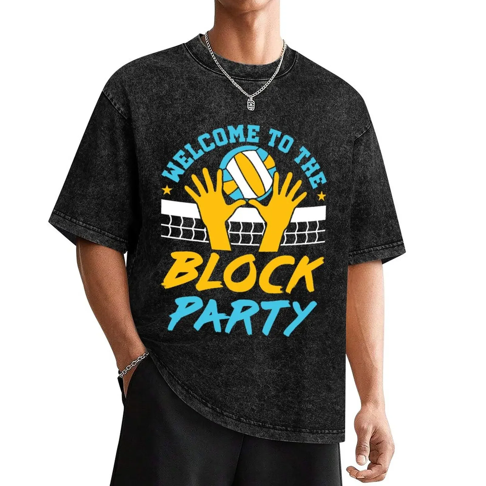 Volleyball Middle Blocker Welcome to the Block Party T-Shirt boys animal print vintage graphic tee plus sizes shirts men graphic