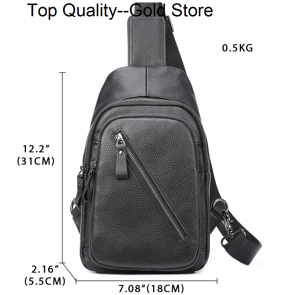 

Men's Chest Bag Genuine Leather Shoulder Husband Crossbody s For Men High Quality Male Cross s Black 9053