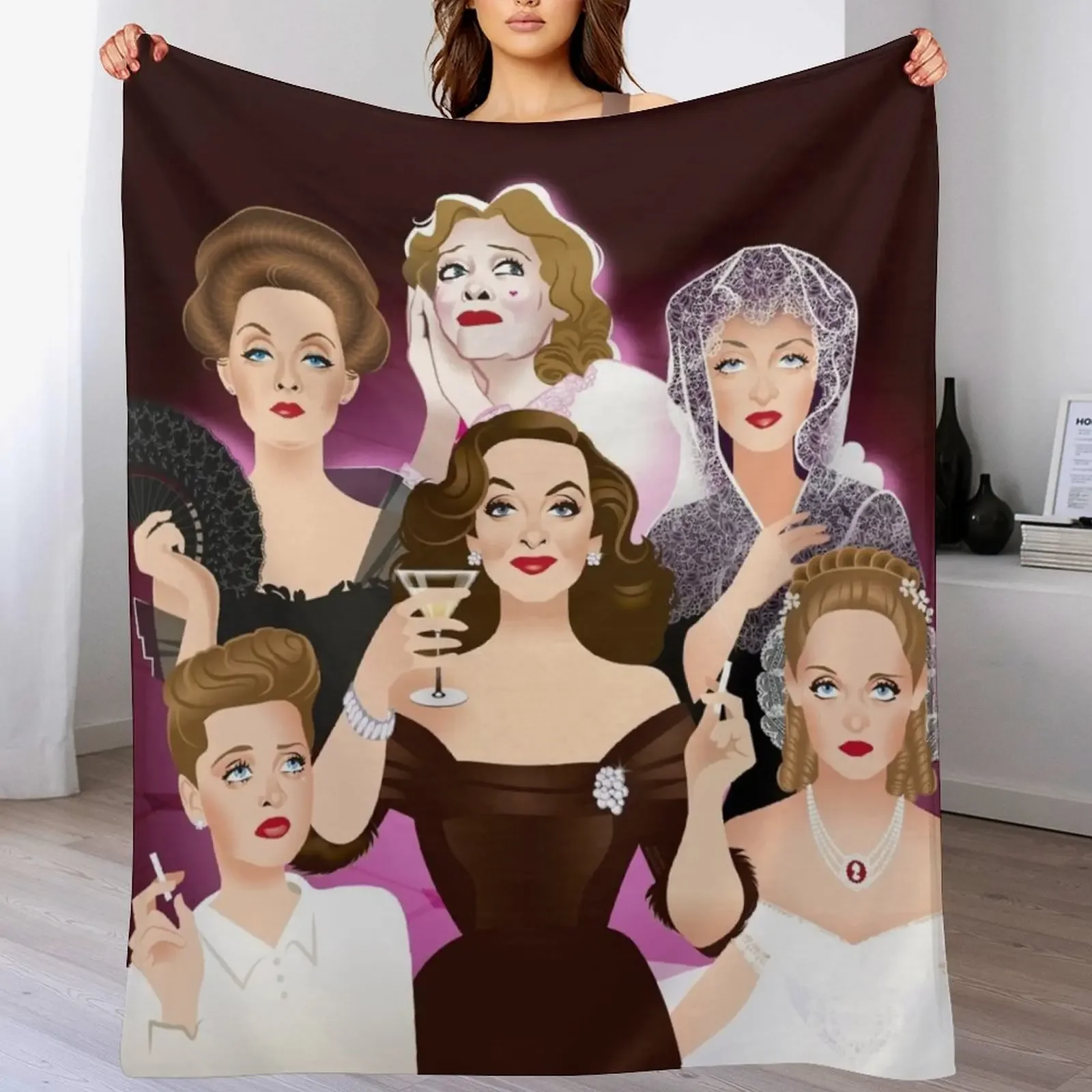 

Bette Davis Throw Blanket Flannel Summer Thermals For Travel Retros Blankets
