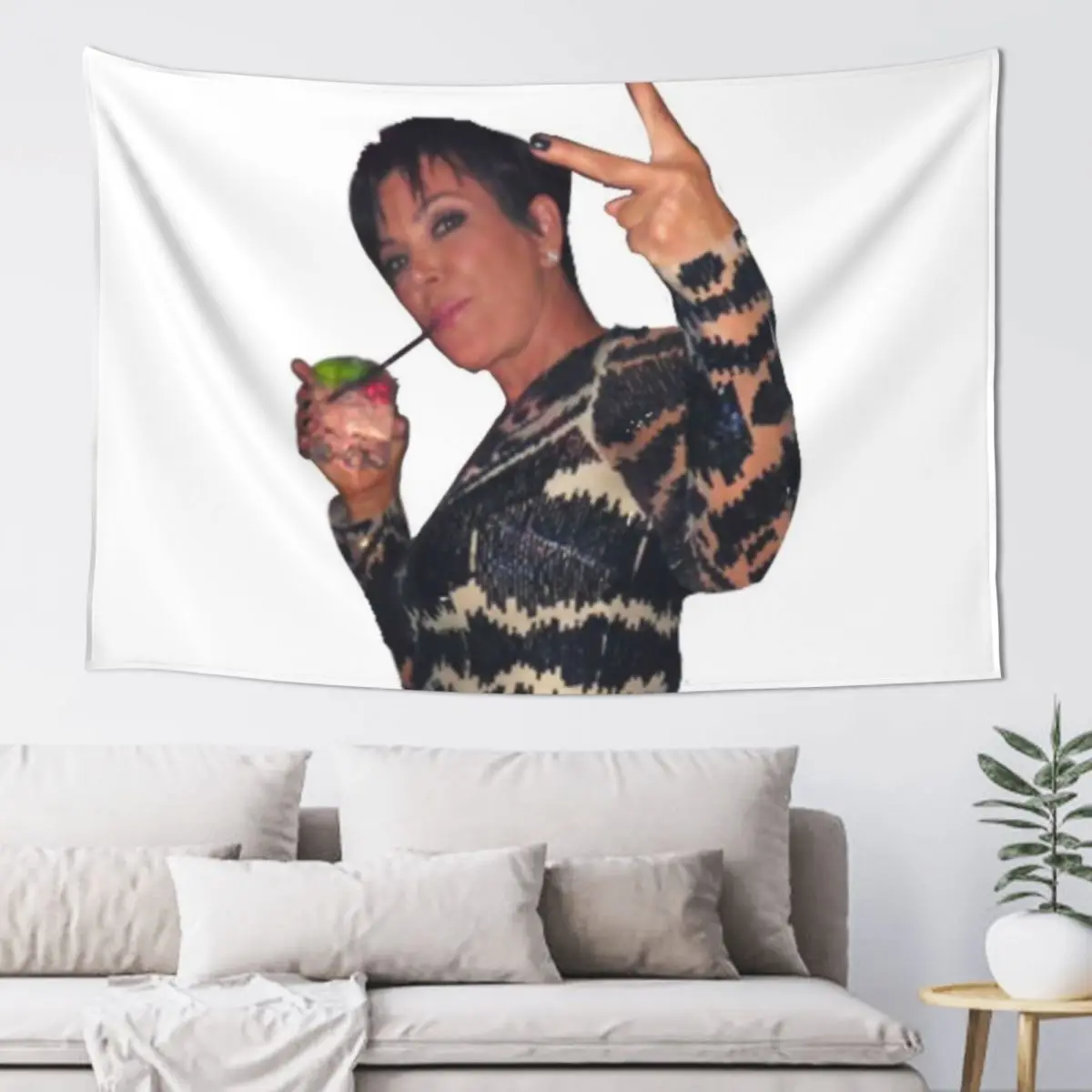 

Peace Sign Kris Jenner Tapestry Room Decor Korean Style Mushroom Tapestry