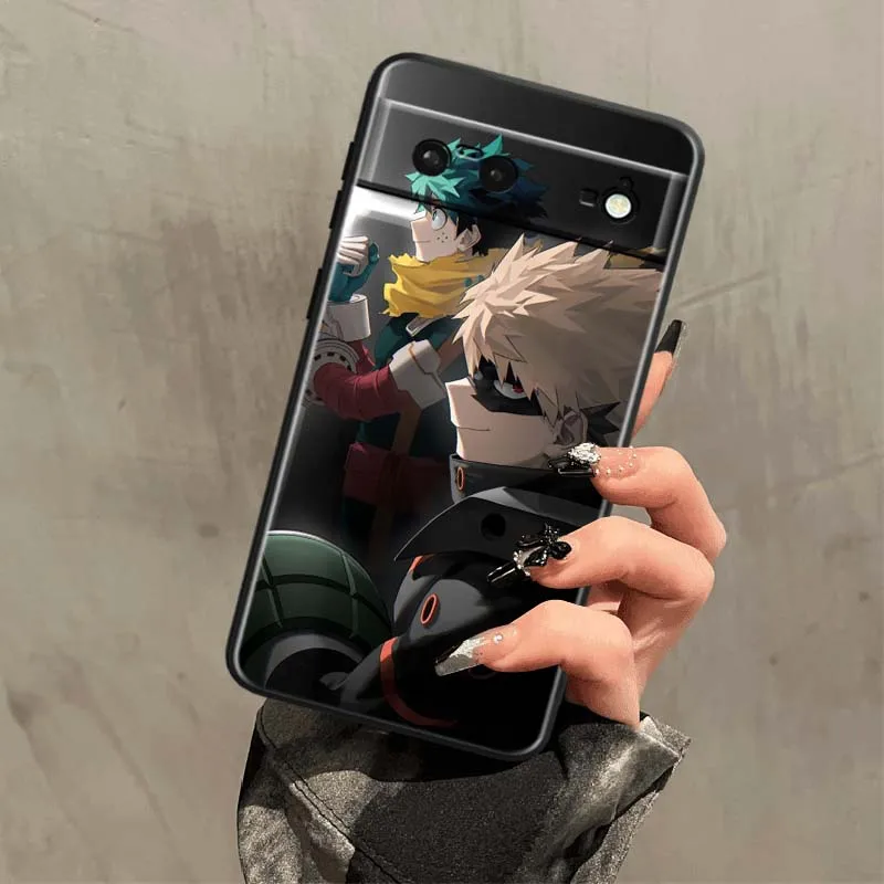حافظة هاتف أكاديميا M-Midoriya Hero لهاتف جوجل بيكسل 9a 9 8A 8 7 7A 6 6A Pro XL 2024 5G غطاء سيليكون ناعم من البولي يوريثان الحراري