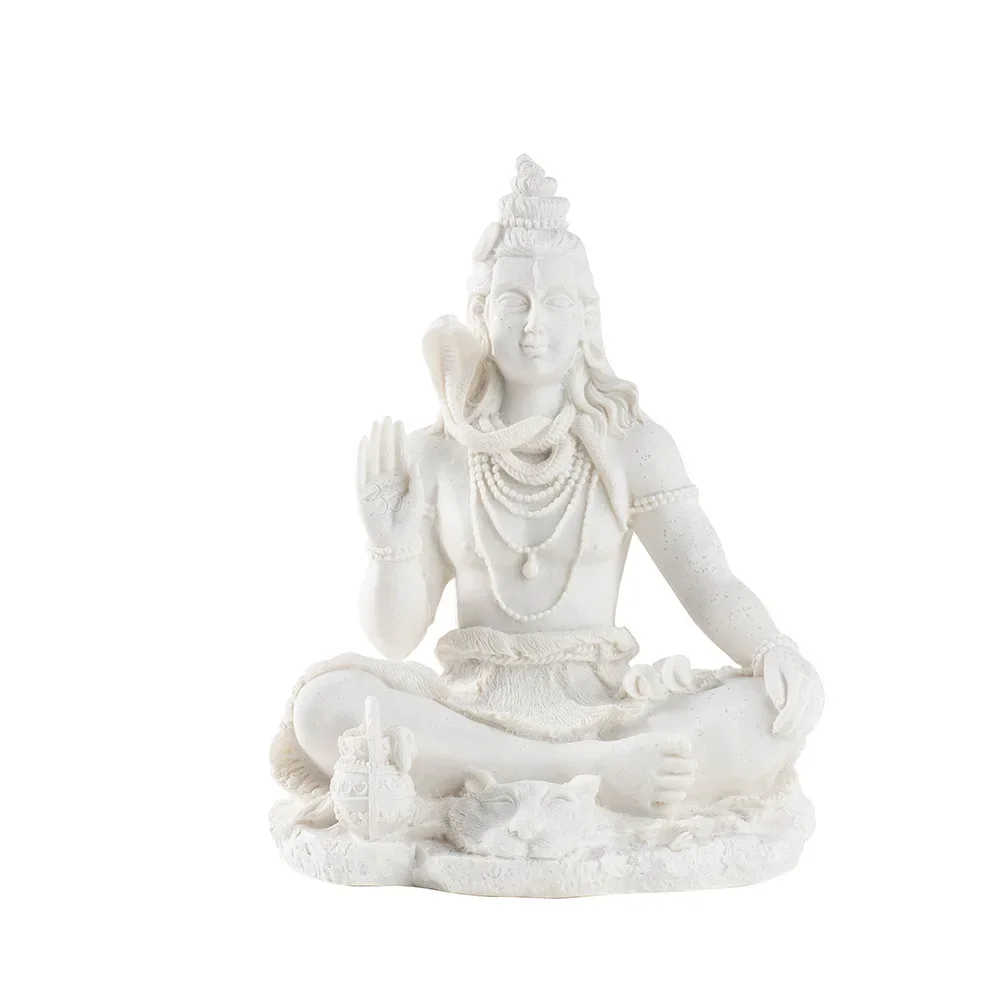 Vilead 13cm Sandstone Shiva Statue Yoga Figurine Ornament Zen Meditation Buddha Decor India Religion Feng Shui Craft Home Living