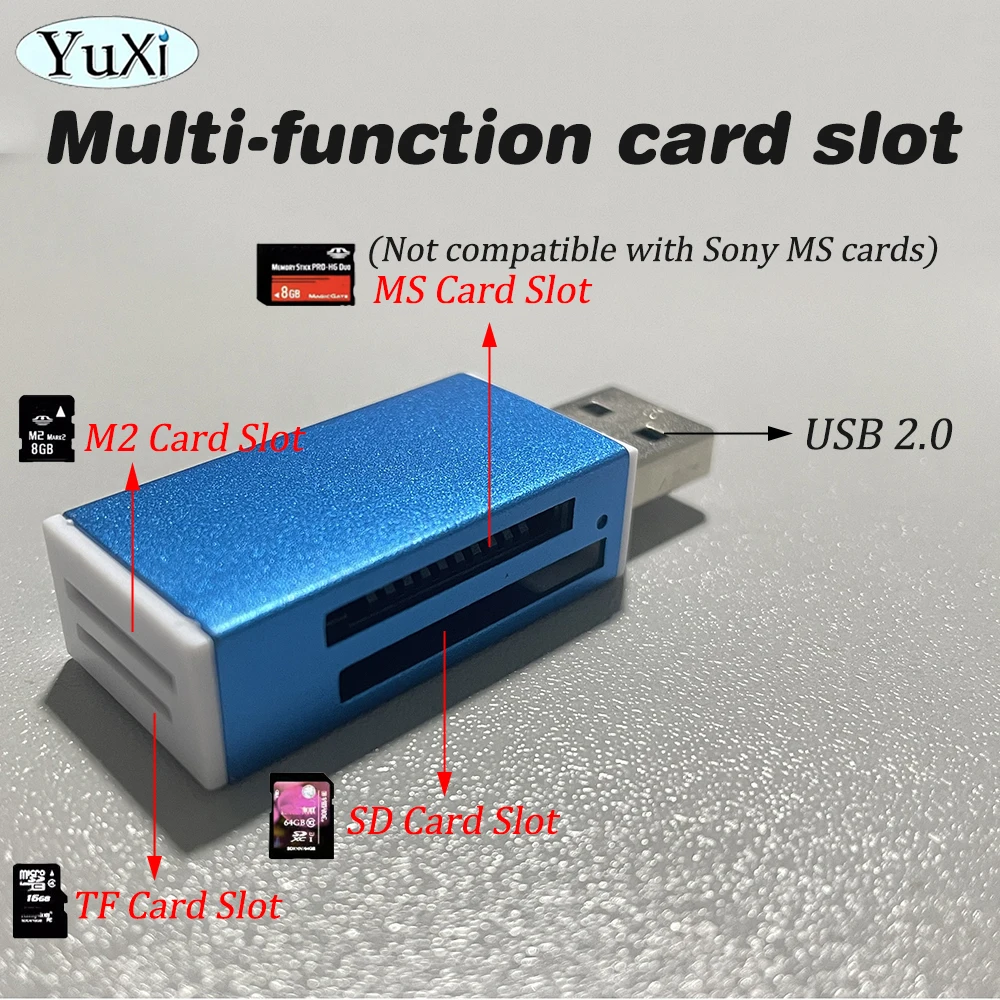 1Pcs Multi Card Reader Memory Card Adapter Plug For Micro TF SD Card SDHC MMC MS Pro M2 MS Duo T-Flash Card