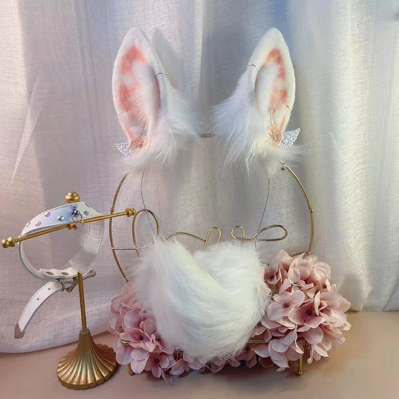 

Ручная работа, имитация зверя, животные, белый кролик, кроличьи уши, обруч для волос, хвост, головные уборы, Лолита, Хэллоуин, Рождественская игра, реквизит для косплея