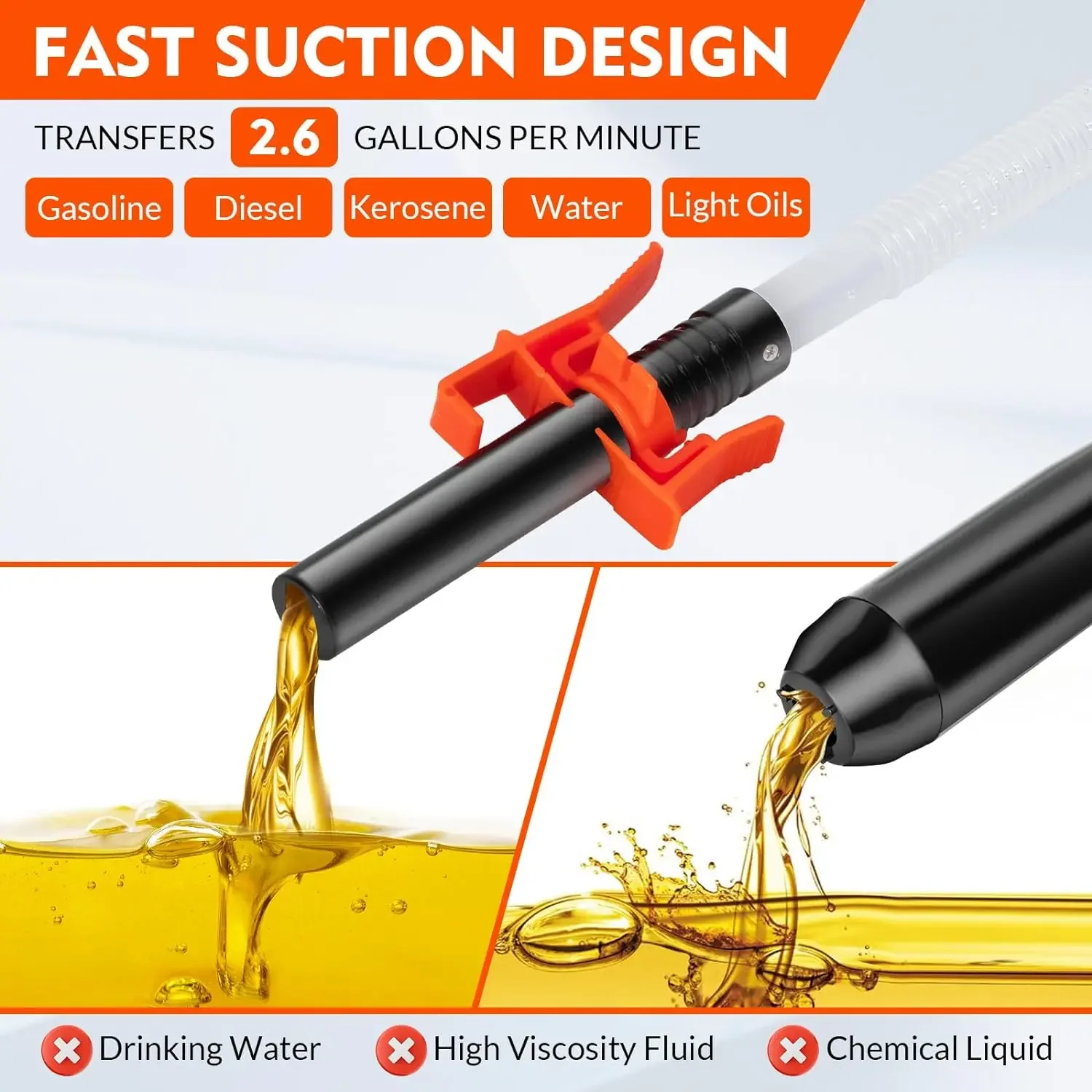 Electric Oil Pump Siphon Liquid Transfer Pump Handheld Pump Battery Operated Water Gas Tools Portable Car Siphon Petrol Fuel