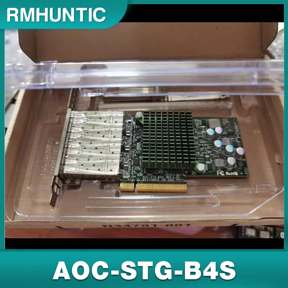 For Supermicro 10G Quad-port 10 Gigabit Fiber Optic NIC 90% new  AOC-STG-B4S BCM57840S