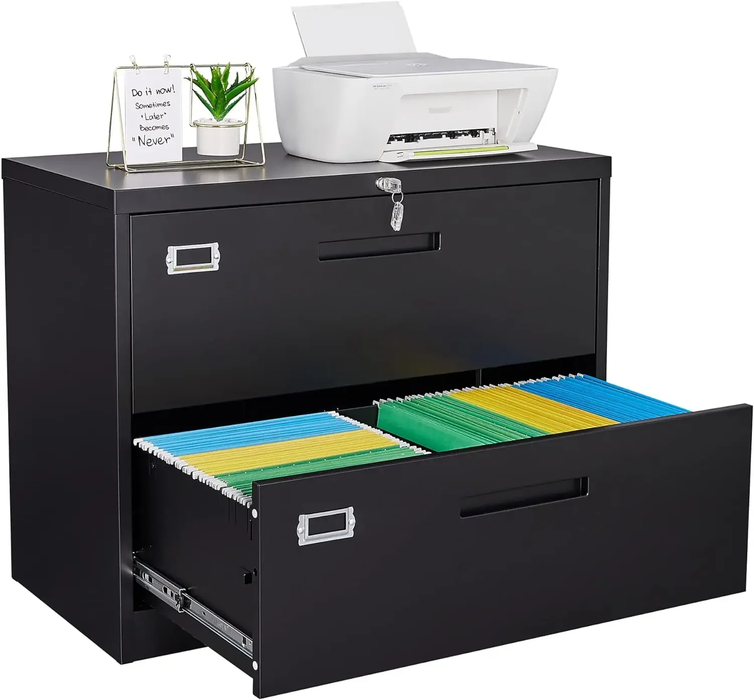 

Metal Lateral File Cabinets with Lock,2 Drawer Steel Wide Filing Organization Storage Cabinets,Home Office