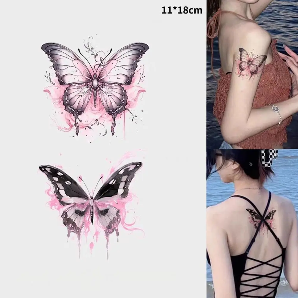 Dopamine Cute Bright Color Butterflies Waterproof Long Kawaii Style Simple Stickers Tattoo Lasting Tattoos Tempor H3N7