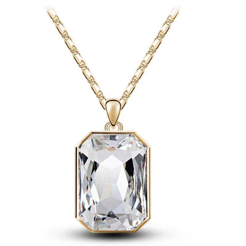 shine crystal square pendant necklace classic fashion jewelry lover gift accessorie dropshipping quality charm women cool simple