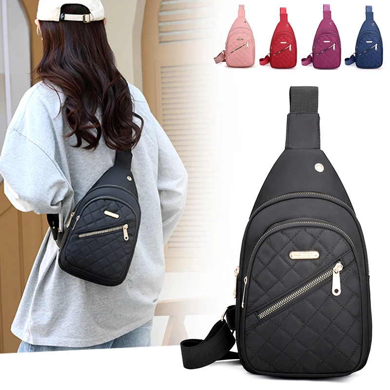 New women's breast bag casual fashion all nylon fabric lightweight crossbody bag women's backpack small single shoulder chest ba