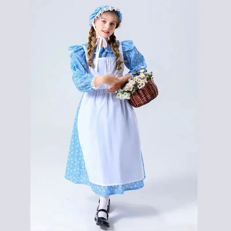 Cosplay per bambini Abito da bambina che vende fiammiferi Costume da palcoscenico coloniale per ragazza Costume da peregrino della prateria