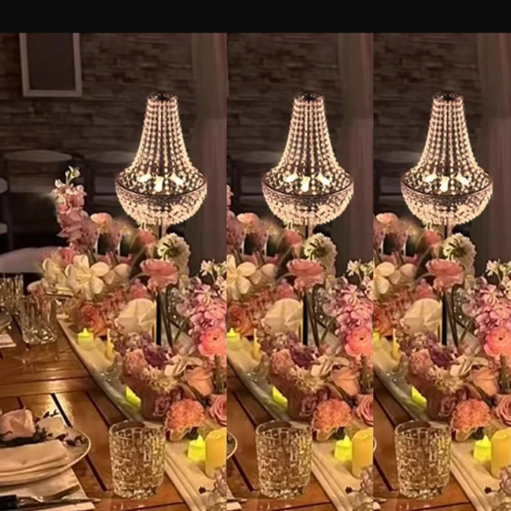 

8 шт. f30, новый стиль, золотой/белый/черный/серебристый/свадебный центральный элемент, высокий абажур, беспроводной светодиодный светильник, хрустальный подсвечник для даже