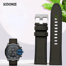 Canvas Silicone Watch Strap for DIESEL Dz4500 Dz4506 DZ7420 Men's Officer Series 24 26mm 28mm Accessories Nylon Watchband