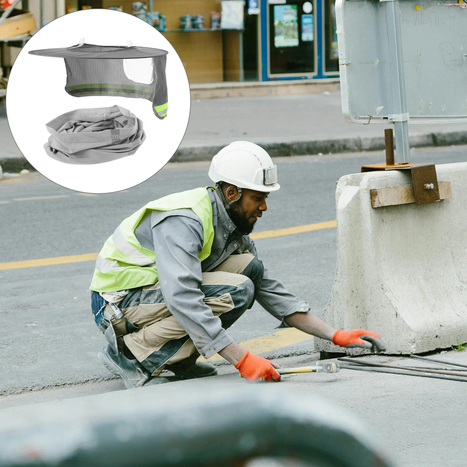 

1 Set Hard Hat Neck Shade Full Brim Sun Shade Breathable Mesh Construction Hat Cover Uv Protection Hardhat Visor