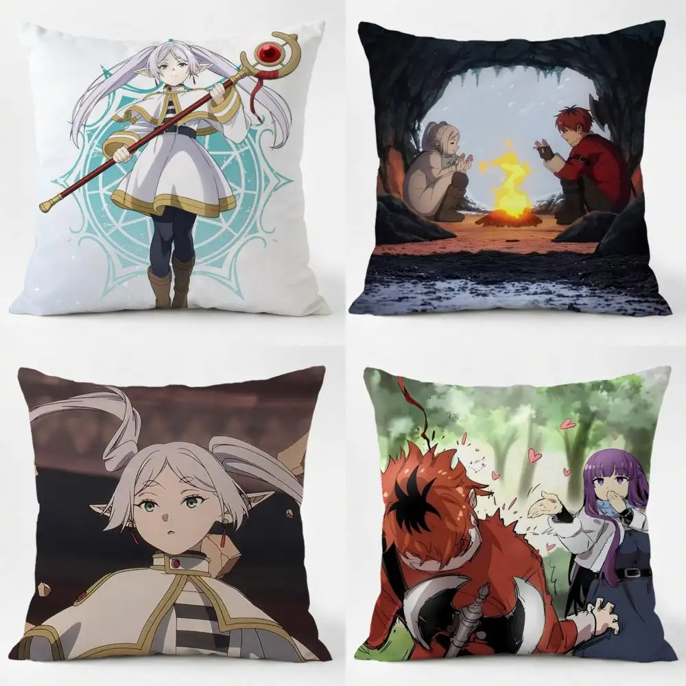 S-Sousou no F-Frieren Cushion Cover Daily Washable Linen Pillowcase Soft  for Sofa Bed Home Room Decor