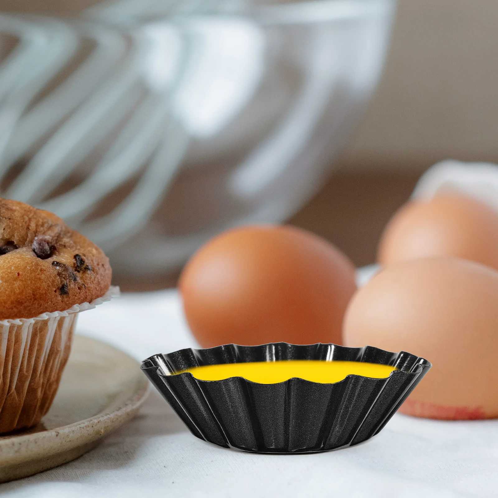 

12pcs Baking Molds Egg Tart Mold Carbon Steel Non Stick Flower Design Mini Pastry Tins Muffin Cups Fruit Tart Easy Clean