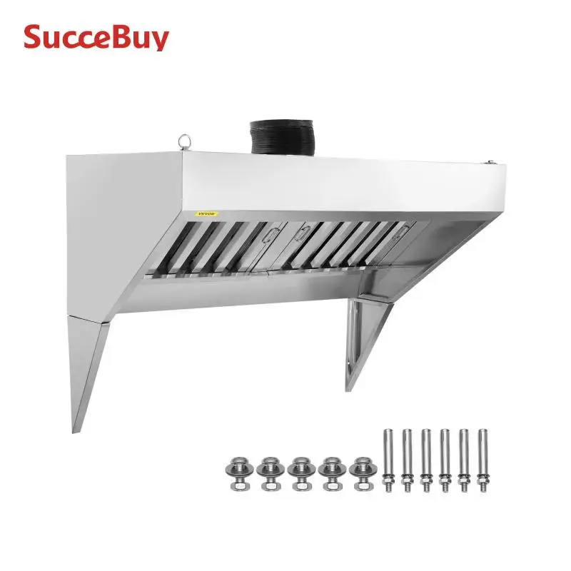 

4/5/6/7/8/9FT Commercial Exhaust 201 Stainless Steel Concession Hood Under Cabinet Range Hood Kitchen Vent Hood Sliver