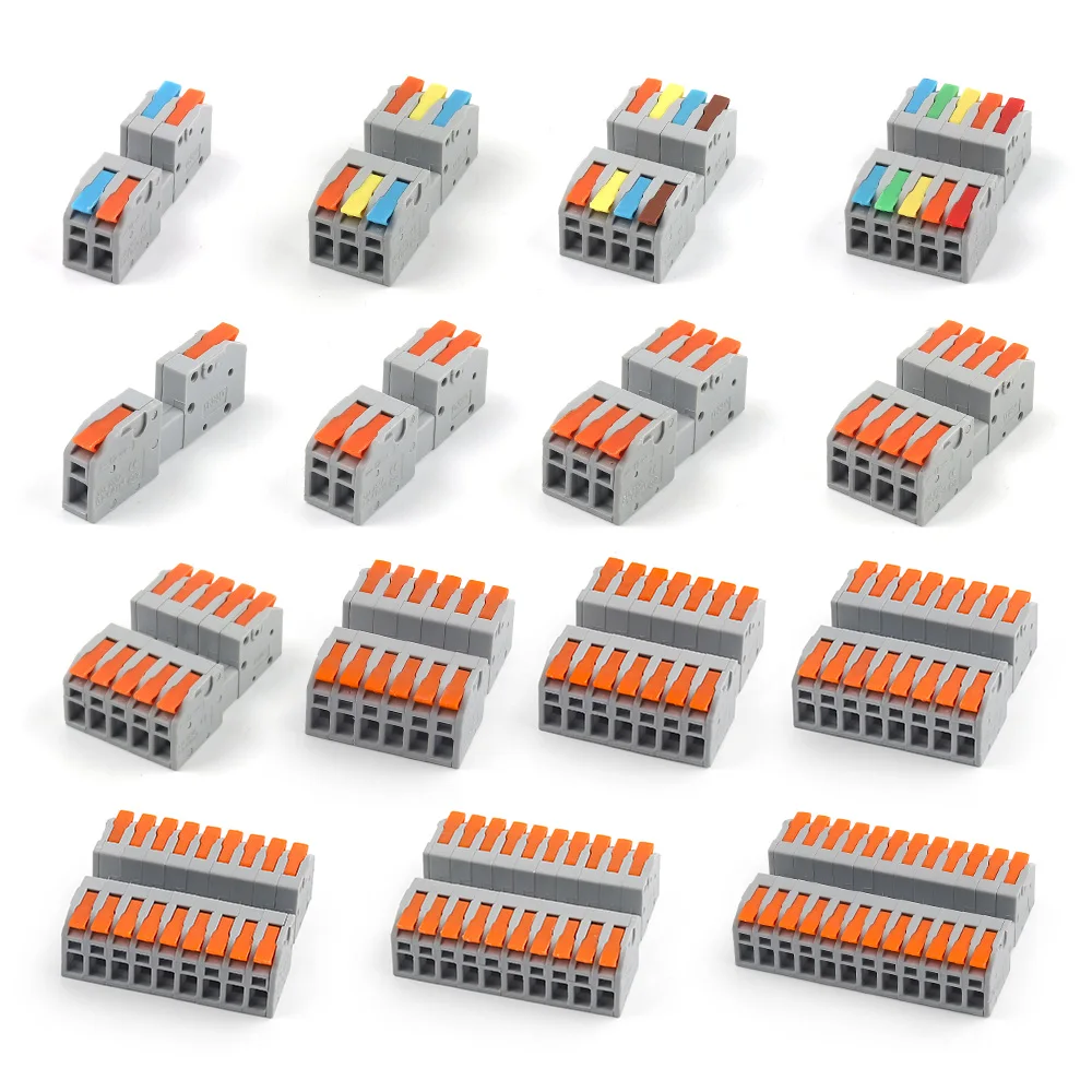 10/50PCS Quick Butt Wire Connector Compact Splitter Plug-in Type Conductor Docking Terminal Block Cable Connection With Lever