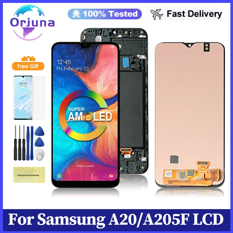 Super AMOLED Display For Samsung Galaxy A20 LCD Display Touch Screen Digitizer Assembly A205F A205FN A205G A205GN Replacement