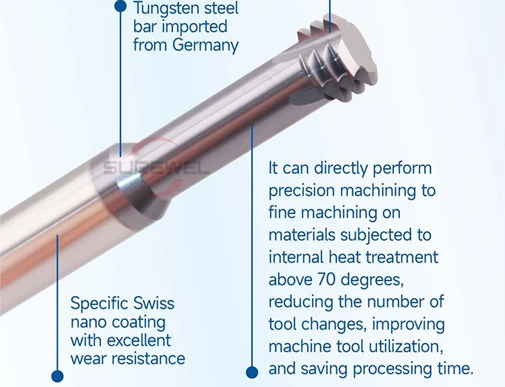 SUREWEL OSG-Beschichtung tungsten carbide HRC70 Wolfram Universal Gewindefräser 3 Zähne Schaftfräser M3 M4 M5 M6 M8 M10 CNC-Maschine – Detail 5