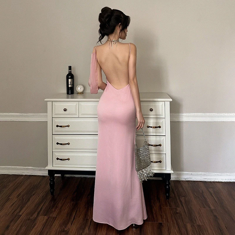 

Ele Bal Rose Embellied Fi Tail Gown High Waist Strapl Long Dr Sexy Draped Polyester Summer Dr for Women