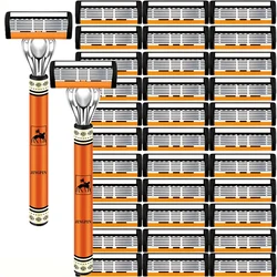 6-Layers Safety Razor Set High Quality Men Razor Sharp Stainless Steel Shaving Changeable Shaver Head Blade ﻿