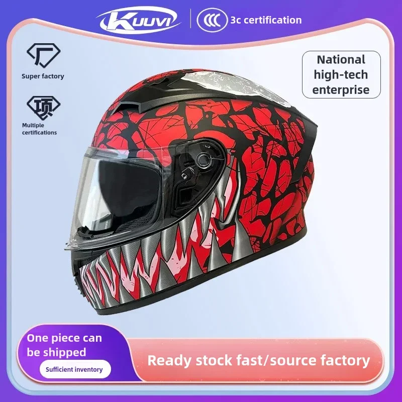

KUUVI 3C/DOT Certified Full Face Motorcycle Helmet - Electric Bike & Scooter Safety Helmet with Dual Visor, All-Season Men's Rid