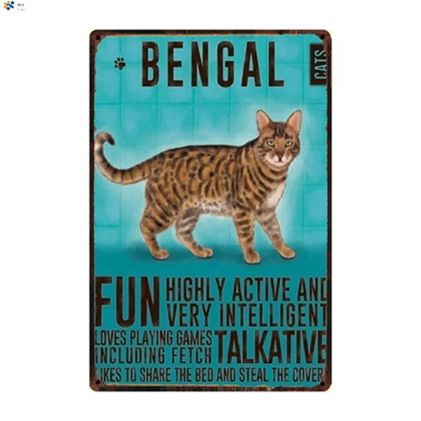 Bengal Cat Metal Sign Tin Poster Home Decor Bar Wall Art Painting  room decor  metal wall decor