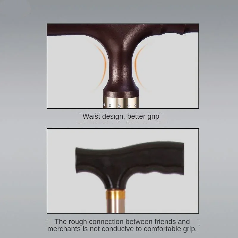 Adjustable Walking Cane with LED Light and Four-Foot Base