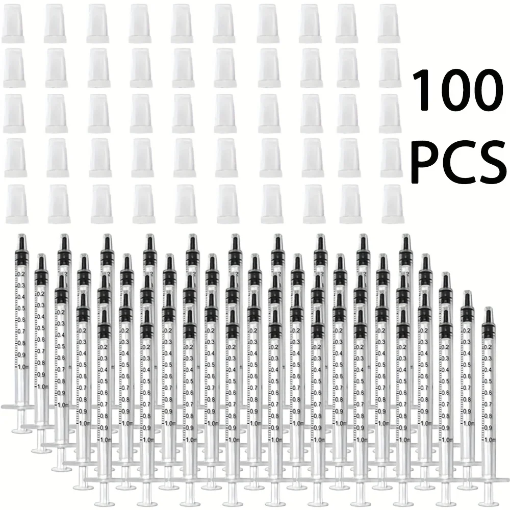 100/200 Stück 1ml 1cc Spritze, Kunststoffspritze mit Kappe, geeignet für die orale Einnahme von Haustieren, Nahrungsergänzungsmitteln, Öl oder als Klebstoffapplikator – Detail 5