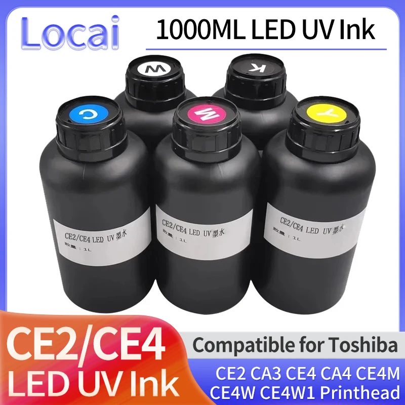 

1000ML/Bottle LED Curable UV Ink Compatible For Toshiba CE2 CA3 CE4 CA4 CE4M CE4W CE4W1 Printhead For Hard & Soft varnish Gloss