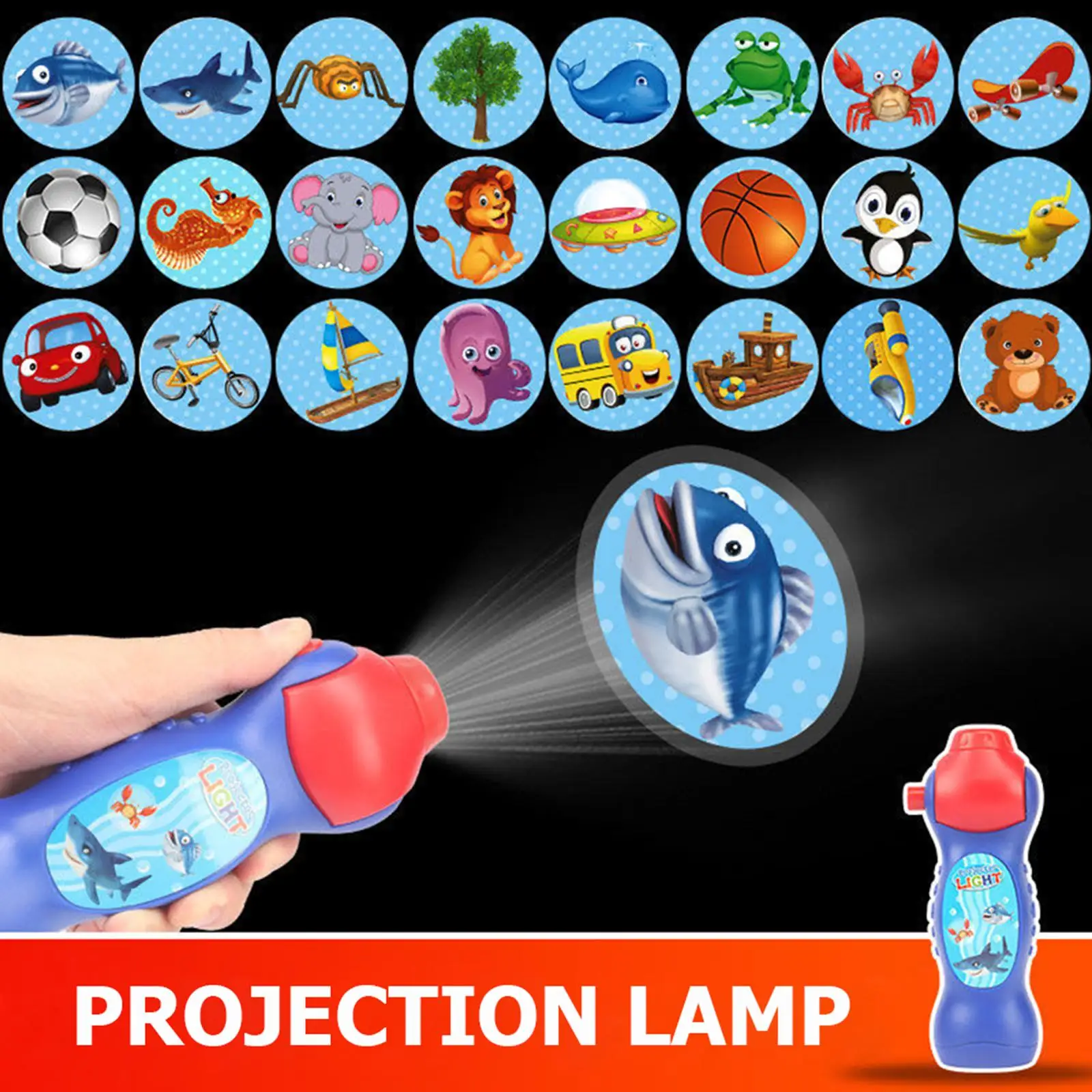 3-6pack Kids Animal Pattern Torch Projector Flashlight Bedtime Story Toys Gift