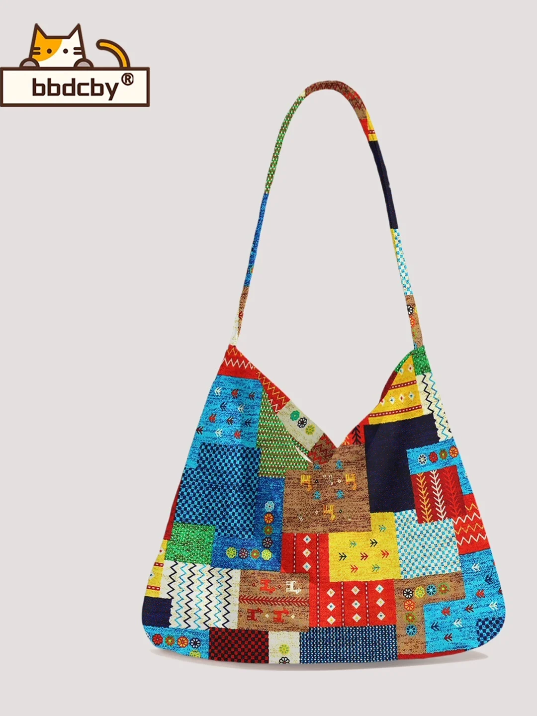 

Retro Patchwork Color Blo Canvas Tote Bag Women's Single oulder Slant Cross Bag Large Capaci BBby Ethnic Sle Handbag