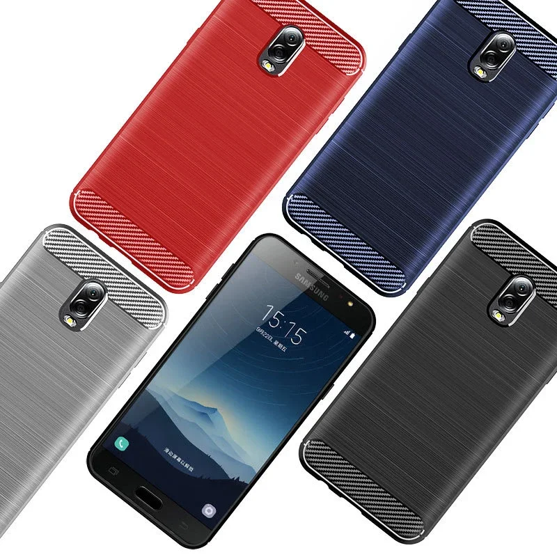 FERISING Case For Samsung Galaxy C7 2017 Case Silicone TPU Bumper Shockproof Carbon Cover for Samsung Galaxy C8 / J7 Plus Case