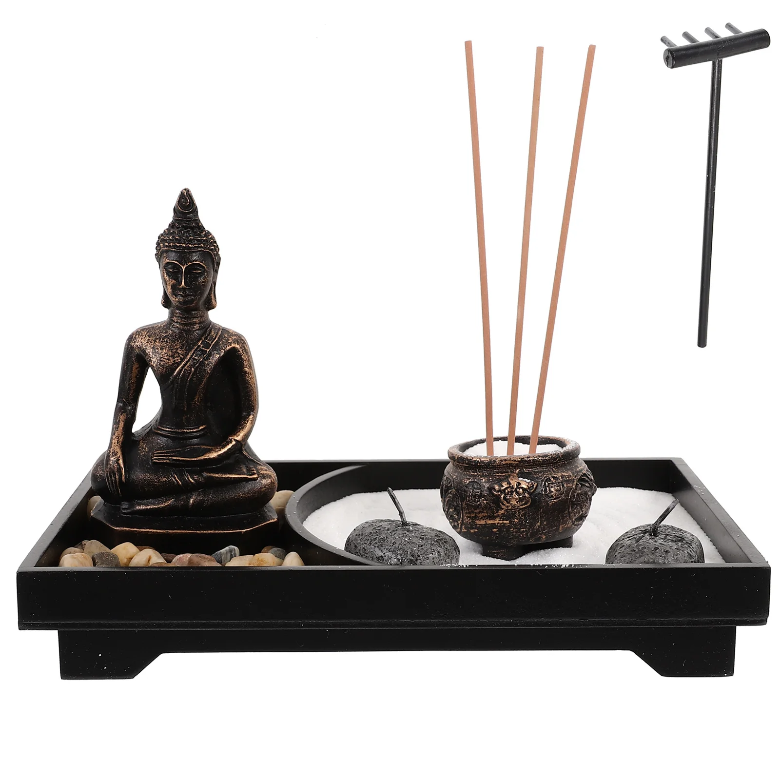 

1 set 1 Set Resin Wood Zen Buddha Incense Burner Holder For Meditation Room Home Decor Desktop Ornament Yoga Spa Gift