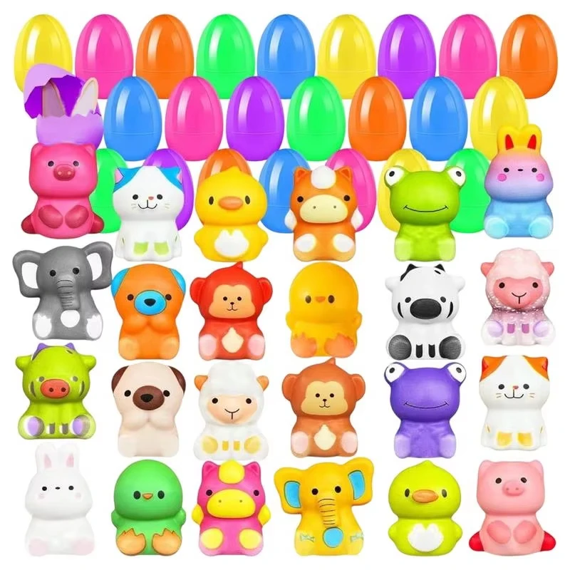 24/12 Pcs Pick Stuffed Easter Eggs Easter Squeeze Ball Stretch Animal Toys 24x Slow Rising Squeezing Stretch Toys