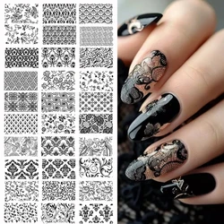 30Sheets Black Lace Nail Art Stickers Set Sexy Black Flowers Lace Design Nail Sliders Y2K Wedding DIY Charm Decor For Women NLZ