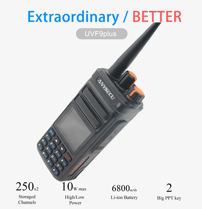 Anysecu 2 STKS UV Dual Band 10 W High Power Walkie Talkie met Frequentie Teller Functie Eén Sleutel Frequentie Matching