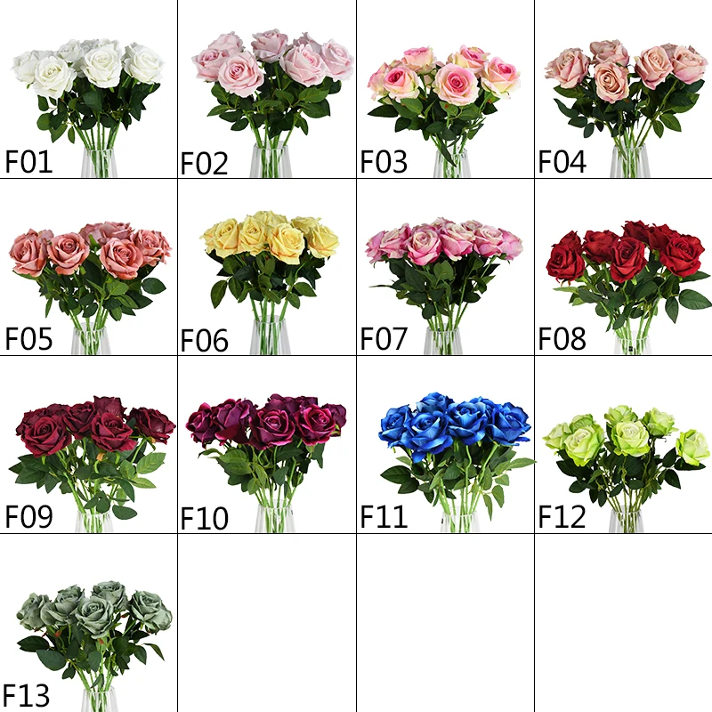 10pcs/lot Silk Roses Artificial Flowers Fake Flower Bouquet Rose Artificielle For Wedding Home Garden Decor Valentine's Day Gift