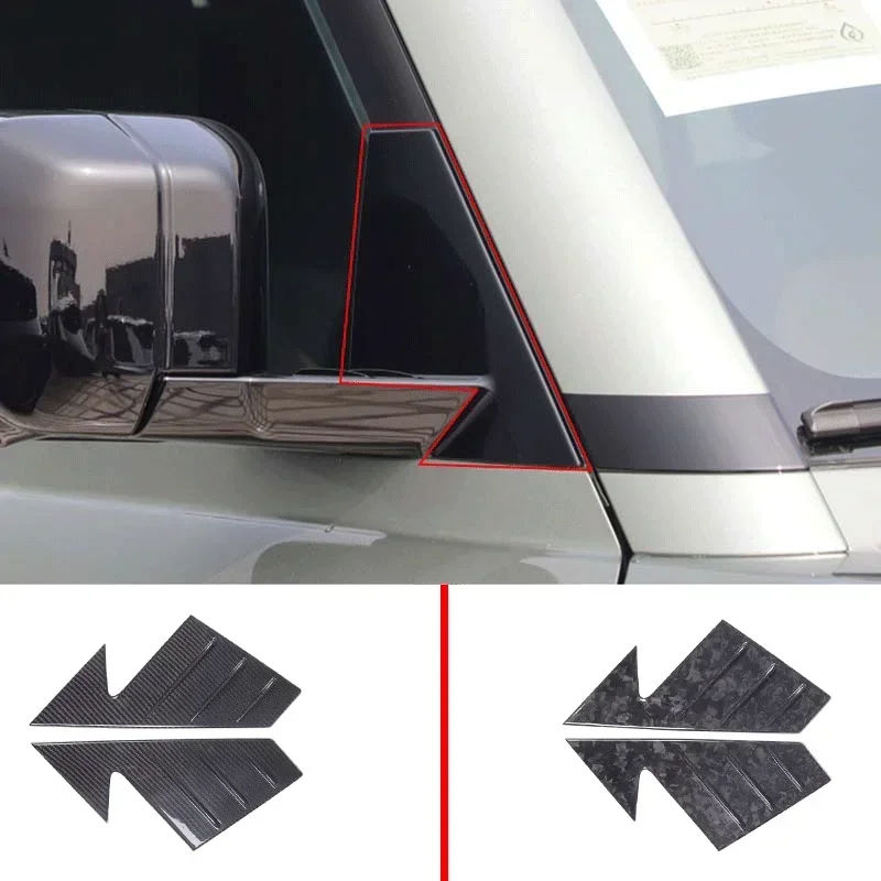 

For Land Rover 2020-2024 Real Carbon Fiber Defender front window mirrors pillar triangle trim cover accessories modification