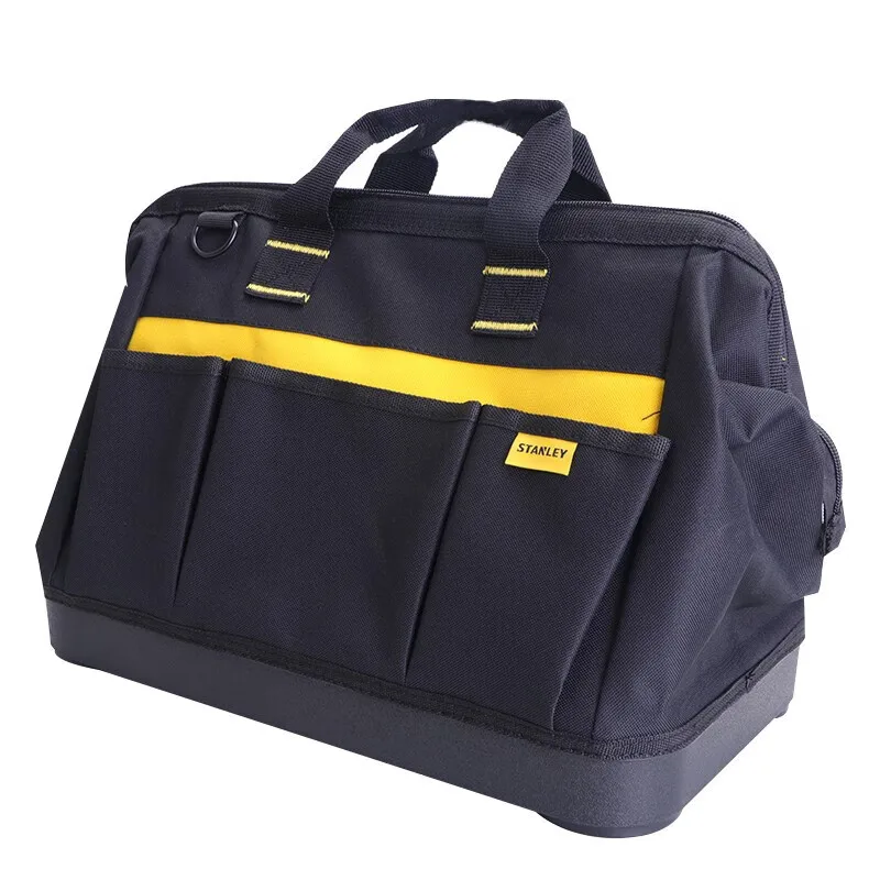 Stanley 600 Denier Open Mouth Tote Tool Bag 16In Plastic Bottom Waterproof Durable Multi-Pocket Storage Bag