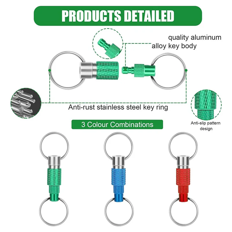 Fresh 9Pcs Quick Release Detachable Keychain, Double Rings Pull Apart Keychain, Spring Split Snap Seperate Keychain
