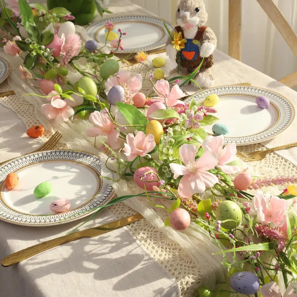 

Easter Decoration Easter Garland with Foam Eggs Flowers Artificial Spring Floral Garland for Mantle Fireplace Indoor Outdoor