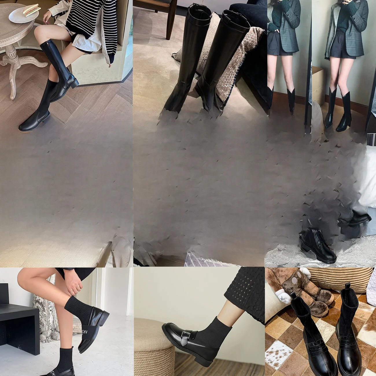 

Ограниченные ботинки Quanti ort Boots High-Tube Faion Boots Корейские кожаные ультраволоконные боты на низком каблуке на плоской подошве с резиновой подошвой