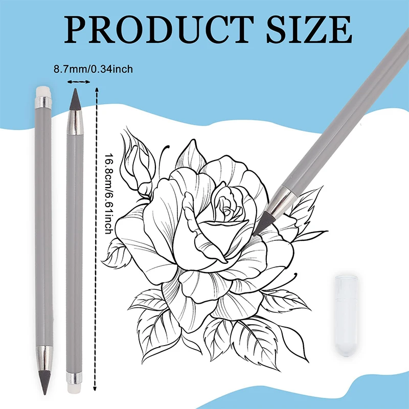 Lápis Infinito Inkless com Borracha, Desenho Lápis, Material de Escritório Escolar Apagável, 60Pcs