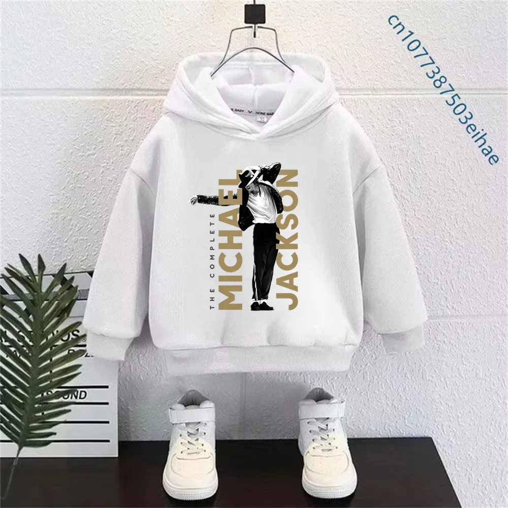 Michael Jackson Pop Icon Kids Hoodie King of Pop Graphic Print Boy Girls Long Sleeve Sweatshirt Pop Fan Streetwear Casual Outfit