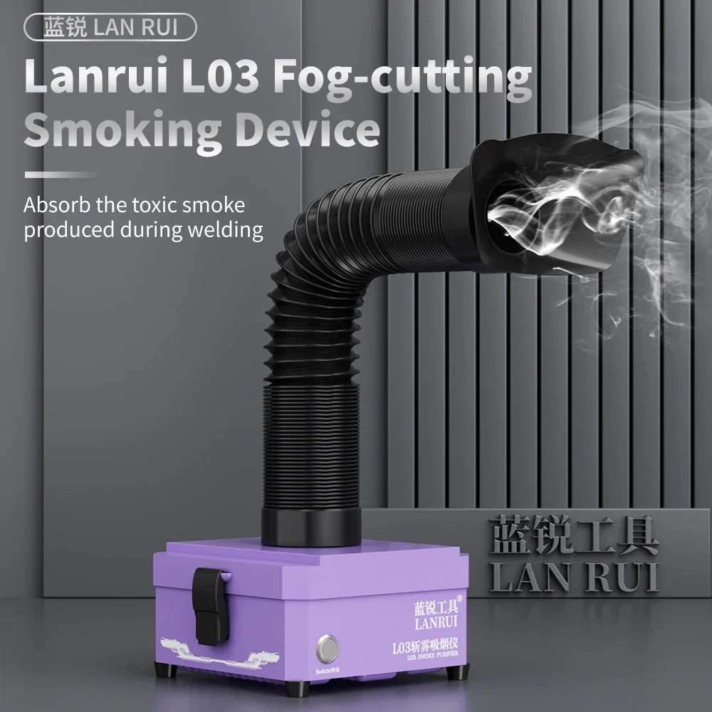 

Lanrui L03 экстрактор дыма припоя, очиститель дыма, мощный всасывающий дым для сварки, впитывание дыма, эффективная 3-слойная фильтрация