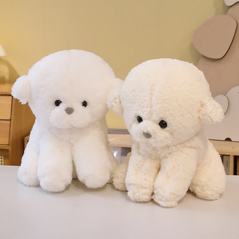 Juguete oso de peluche de Ebi Kawaii para perro, simulación de pie, pequeño Bichón Frise, Animal, decoración del hogar, amigo, blanco y Beige